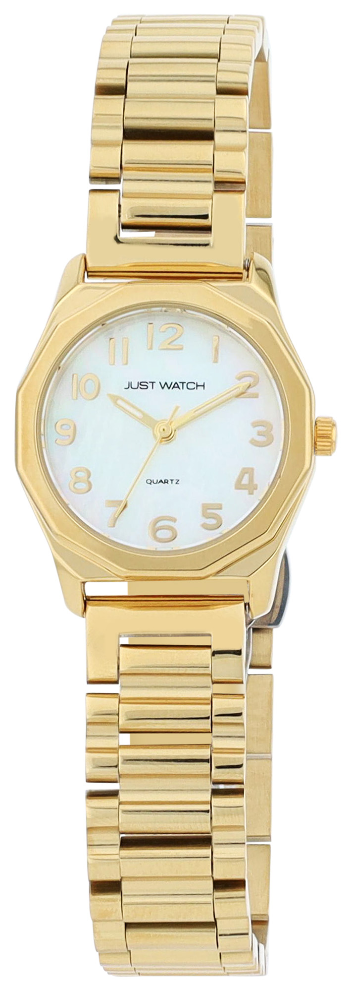 JUST WATCH dameshorloge "Hygla" met roestvrij stalen armband, achthoekige kast, goudkleurig/parelmoer