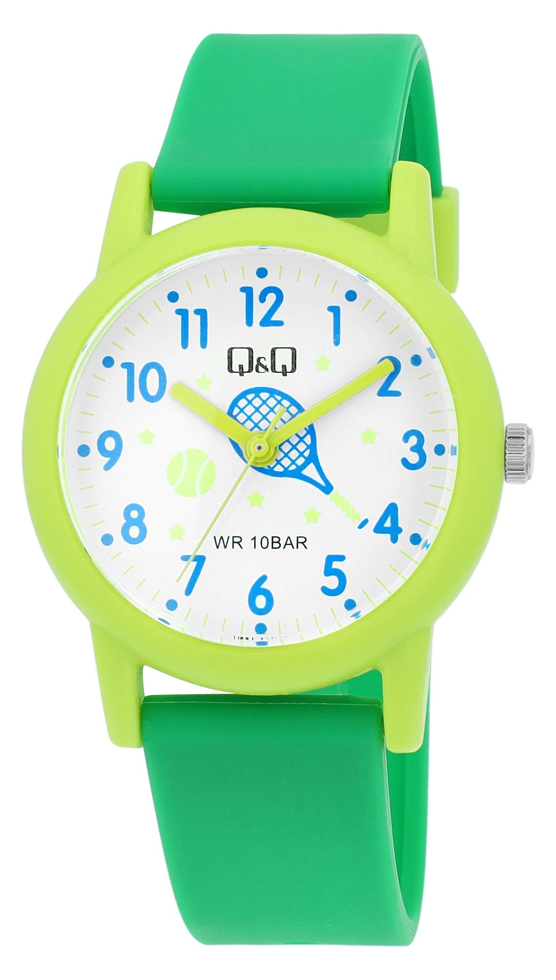 Q&amp;Q kinderhorloge, kunststof, siliconen band, "Tennis", 10 ATM, Ø 32 mm