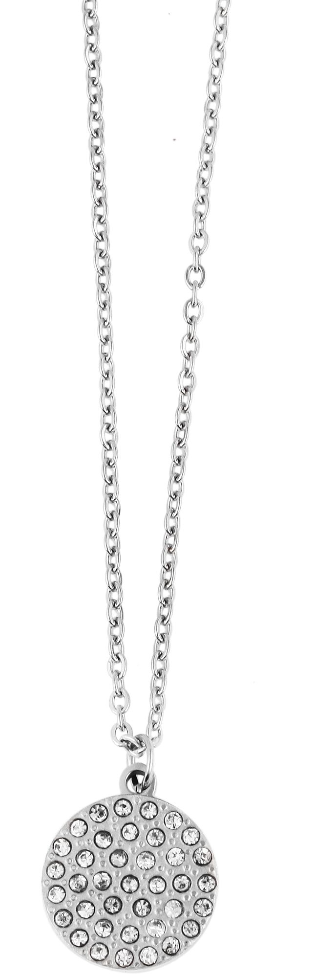 "Mathilda", Edelstahlkette mit Anhänger, 43 cm, Similisteine, silberfarbig