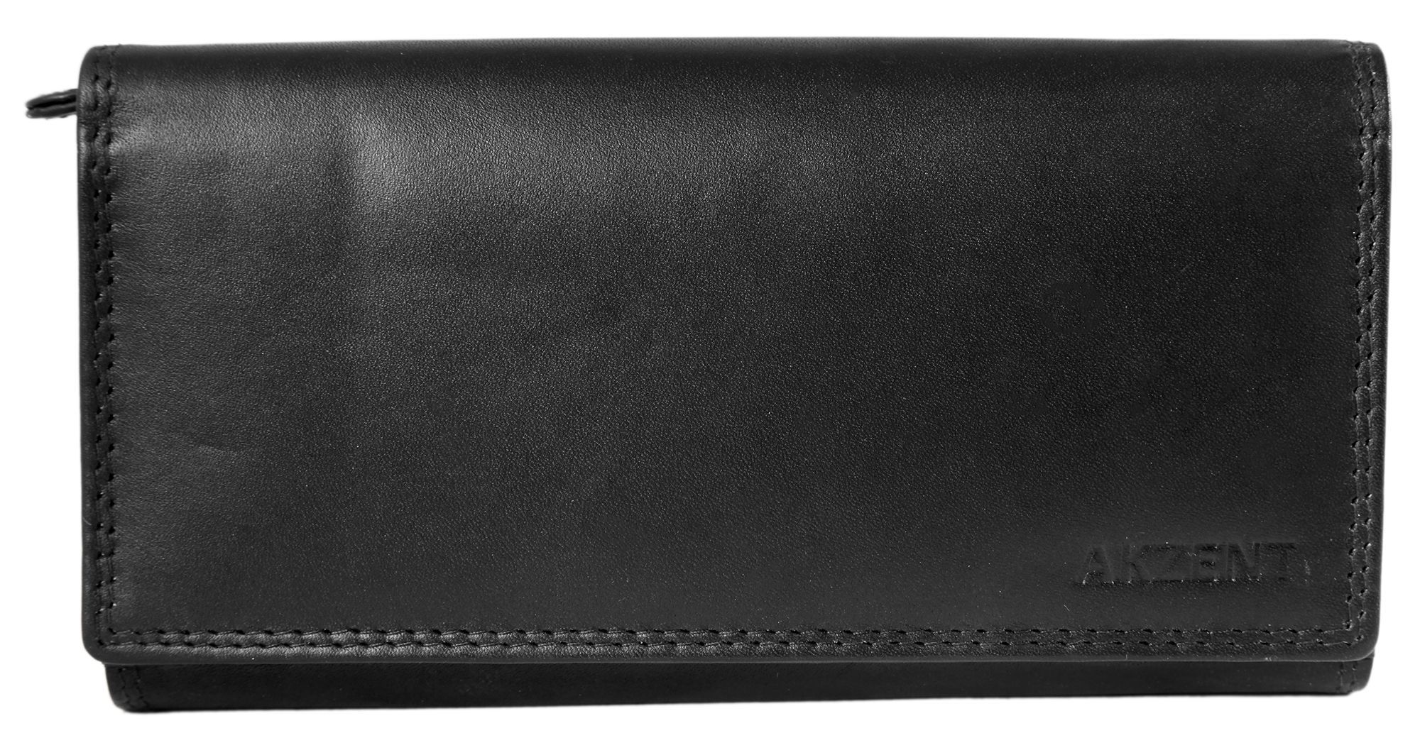 Akzent Damengeldbörse aus Echt Leder, Schwarz
