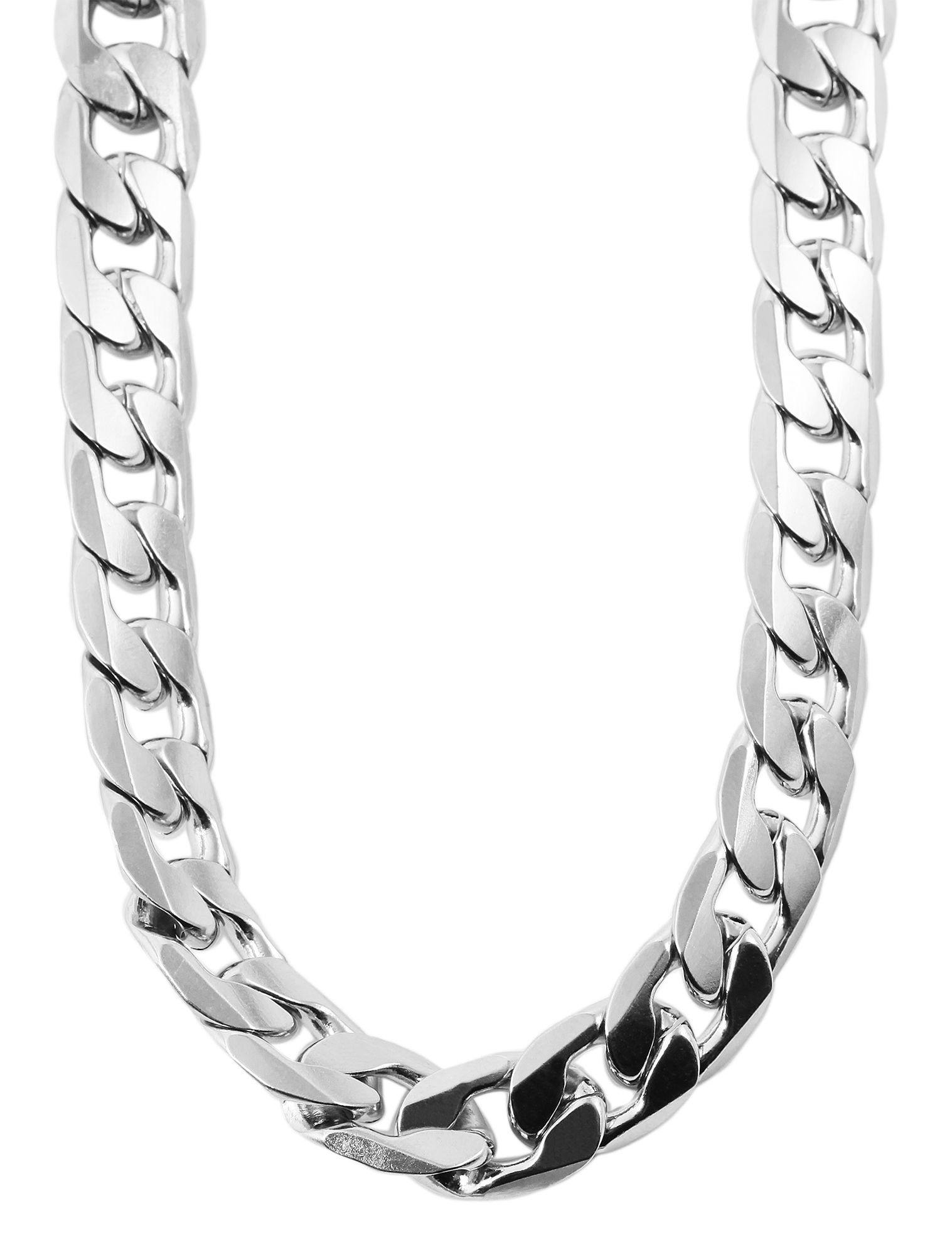 "Nakoa" accent krulketting, roestvrij staal, zilverkleurig, lengte 60 cm