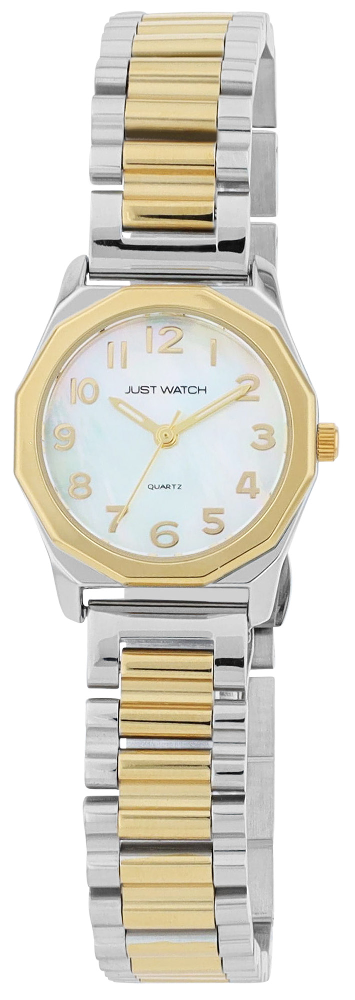 JUST WATCH dameshorloge "Hygla" met roestvrij stalen armband, achthoekige kast, tweekleurig/parelmoer