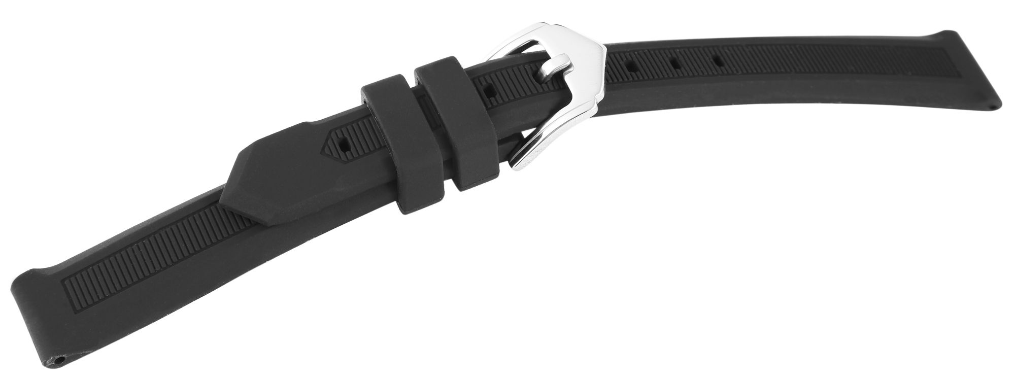 Silikon-Uhrenarmband, schwarz, Dornschließe, 12 mm