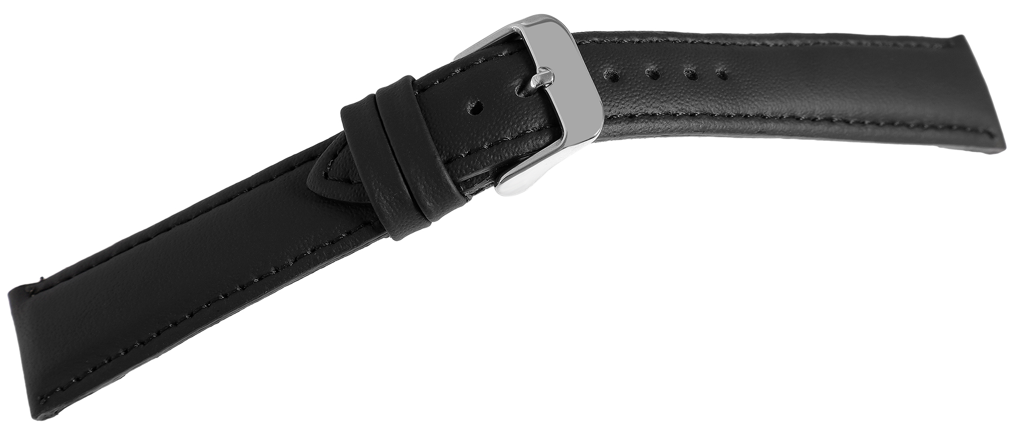 Echt leren horlogeband, zwart, gewatteerd, VE-6