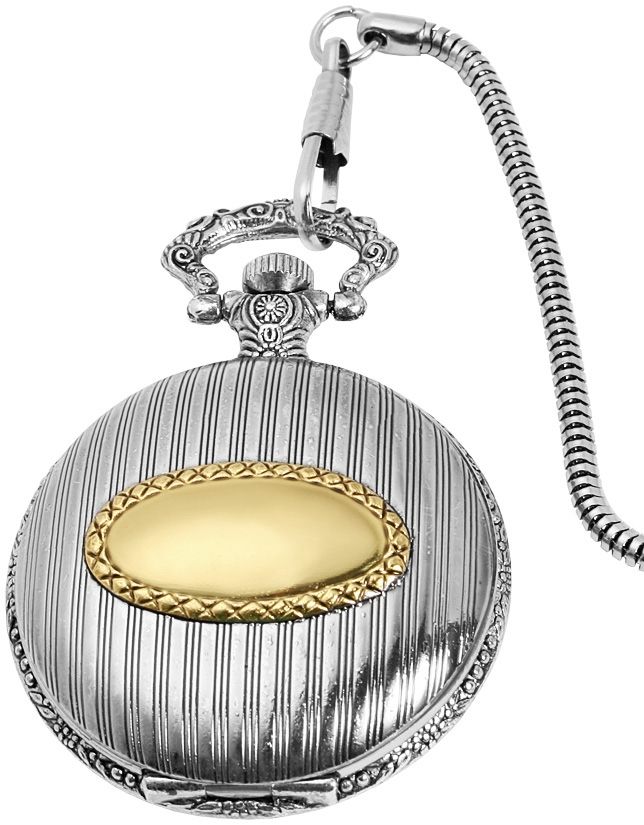 Excellanc Taschenuhr, ovales Emblem, silber-und goldfarben