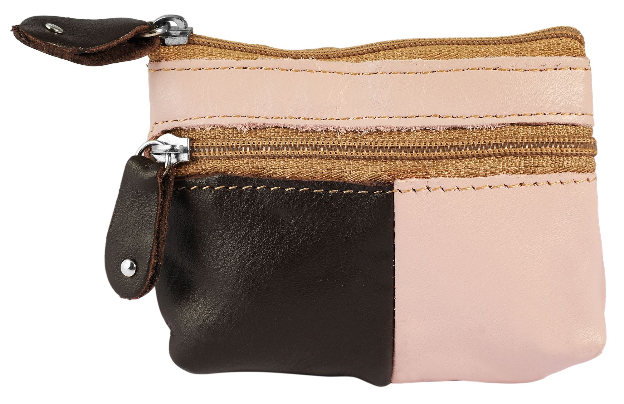 Excellanc Schlüsselbeutel aus Echtleder, braun/rosa