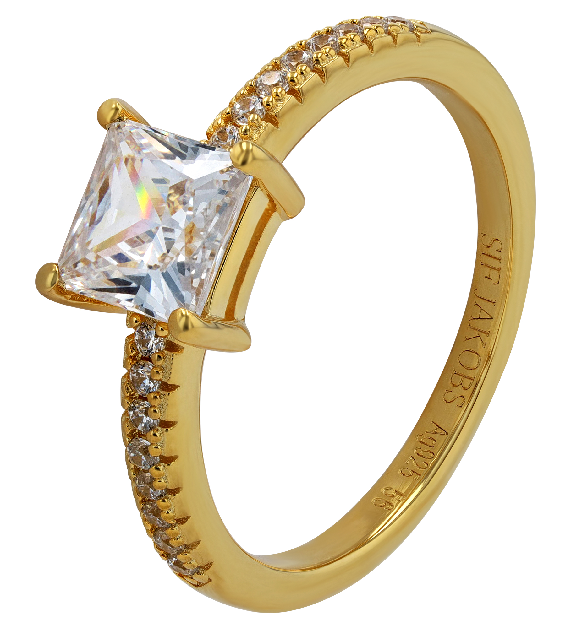 Sif Jakobs Jewellery 925/- Echt Silber Ring "Ellera Quadratto", Gr 58, Zirkonia (weiß), vergoldet
