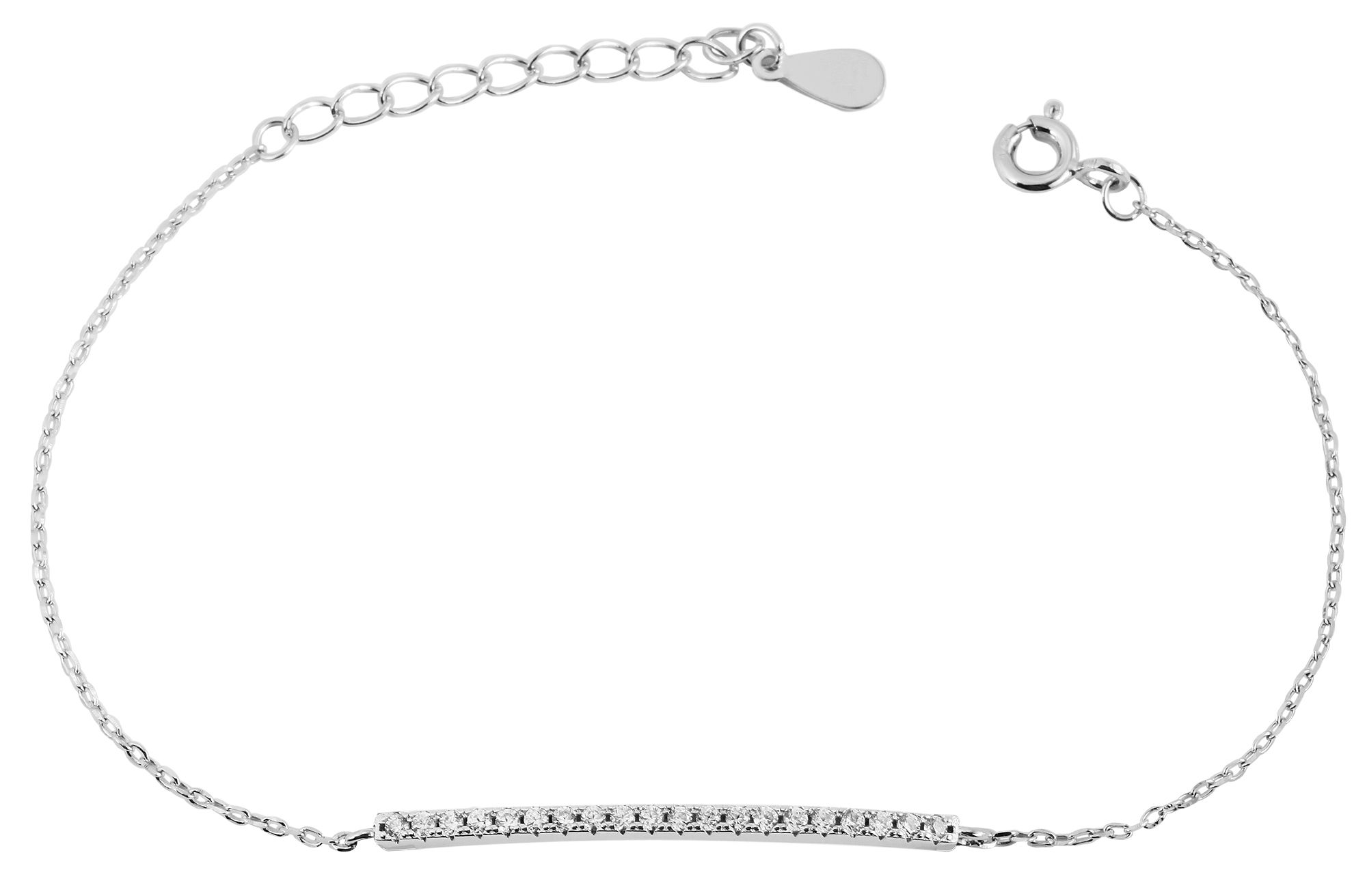 "Caren" 925/- armband van echt zilver, 16+3 cm, zirkonia gezet, gerhodineerd