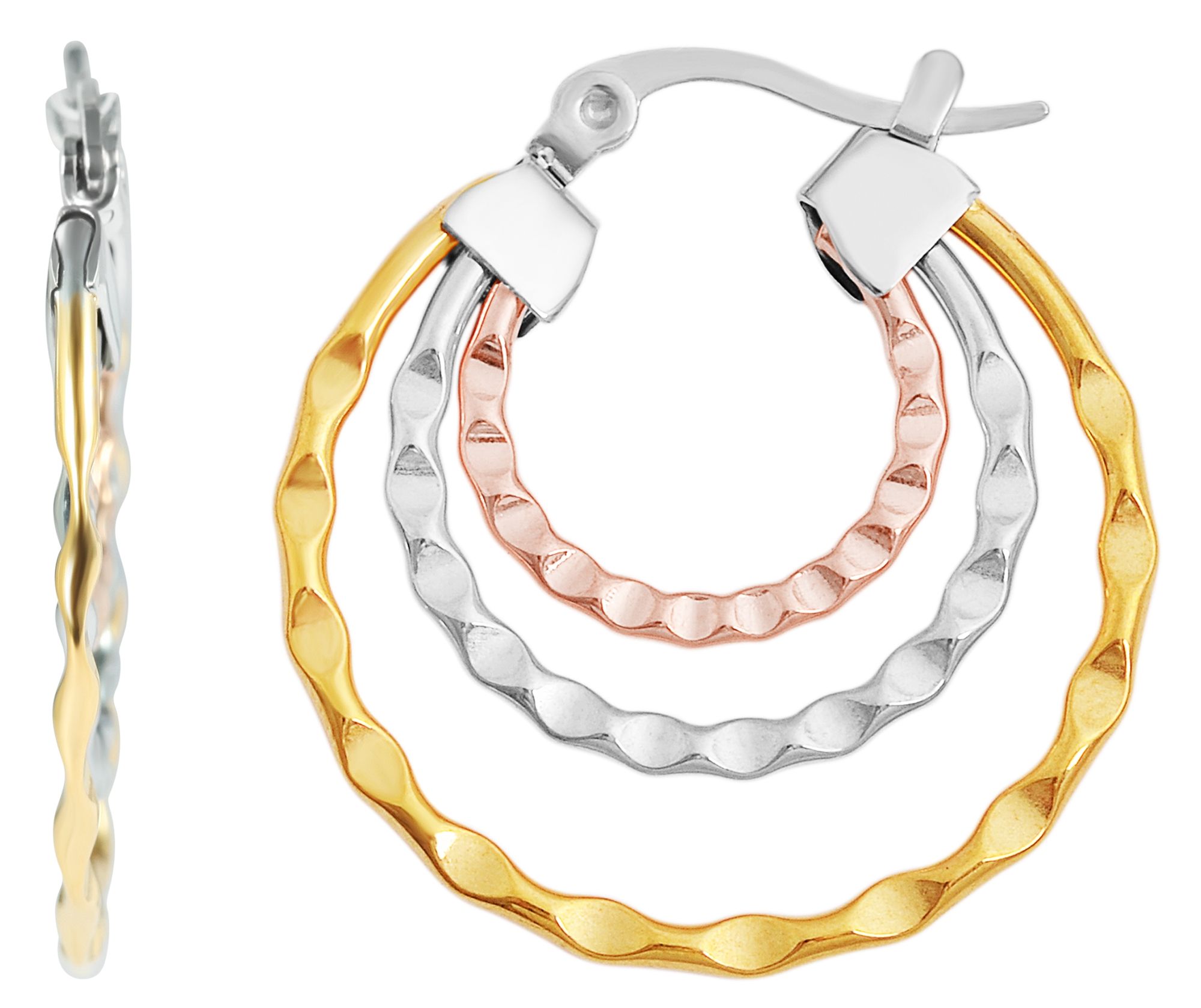 Roestvrijstalen oorring, driekleur, 27 mm diameter