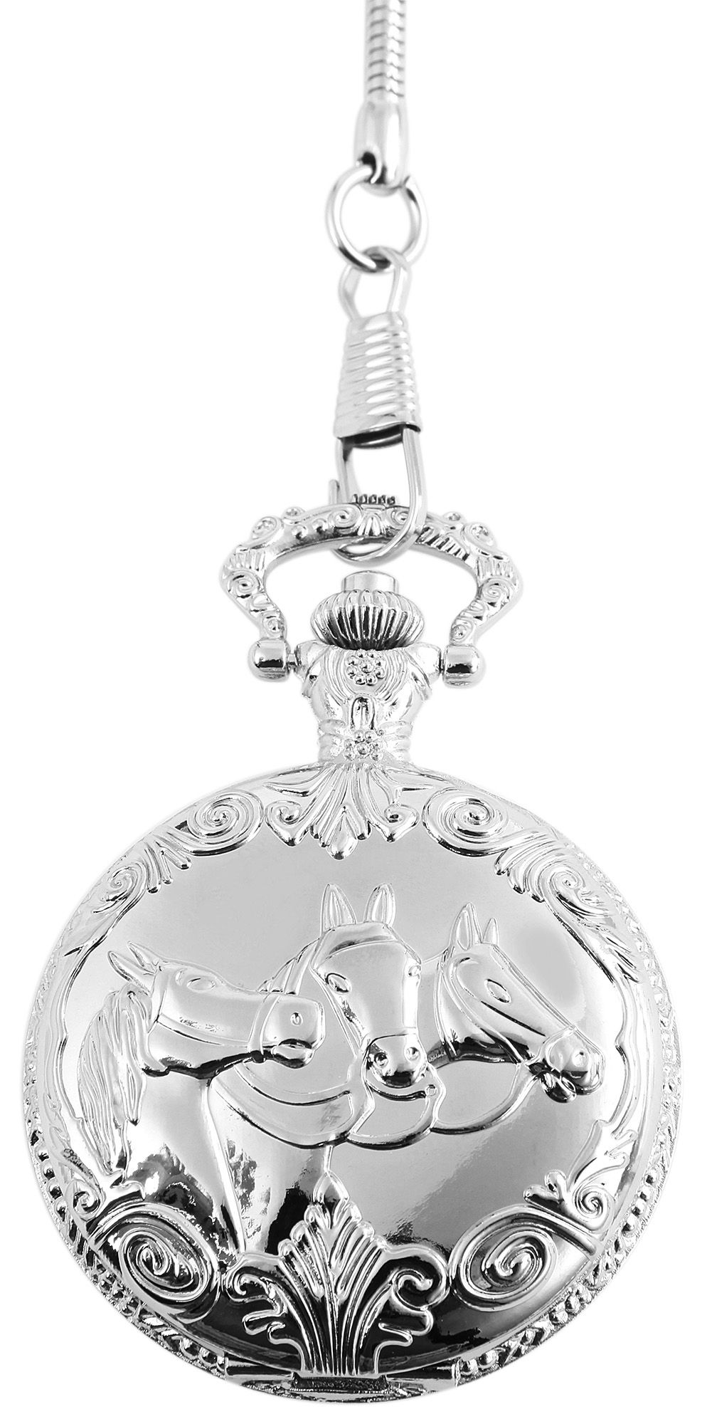Excellanc Taschenuhr, Pferde, silberfarben
