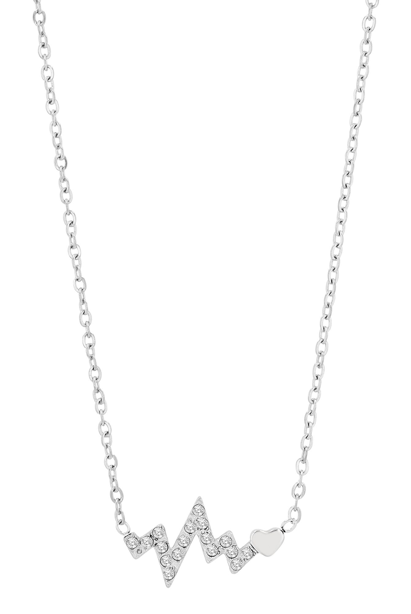 "Liv" - Hartslag met hart, roestvrijstalen ketting 42 + 5 cm met hanger