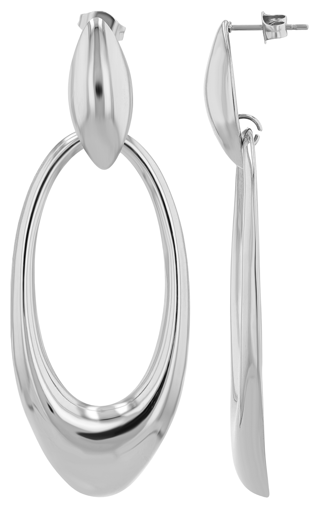 "Vianne" Edelstal Statement Ohrstecker mit hängendem Element, silberfarben