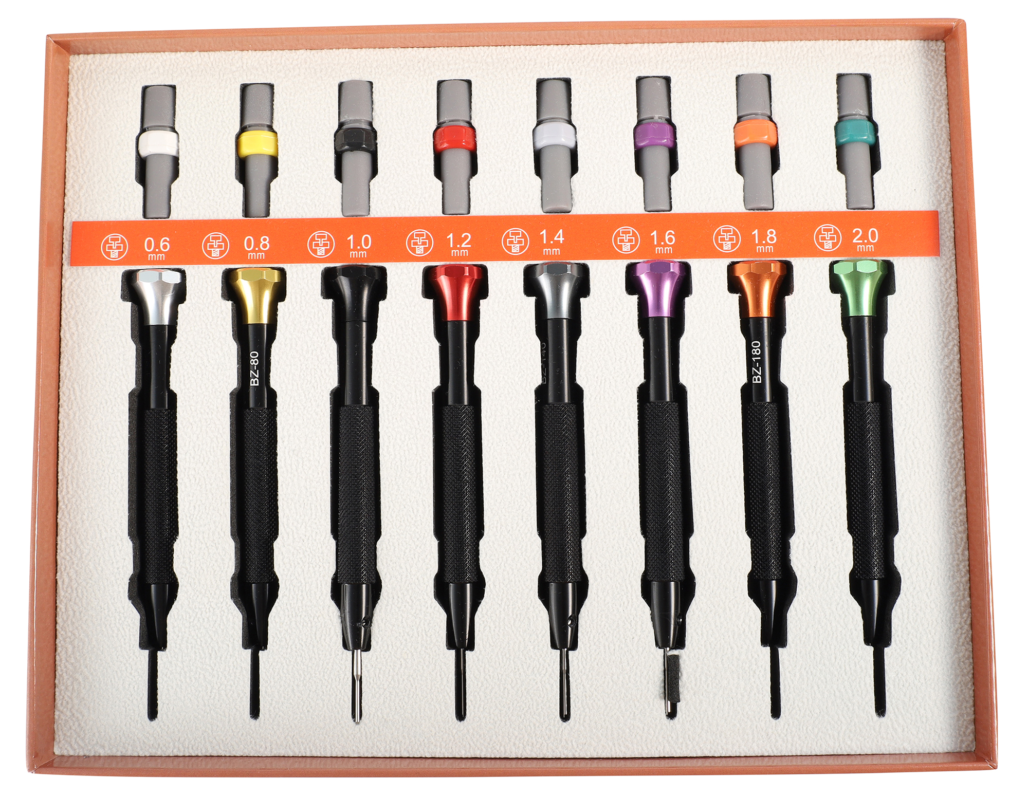 Roestvrijstalen horlogemakersschroevendraaierset, antislip handvat, zwart