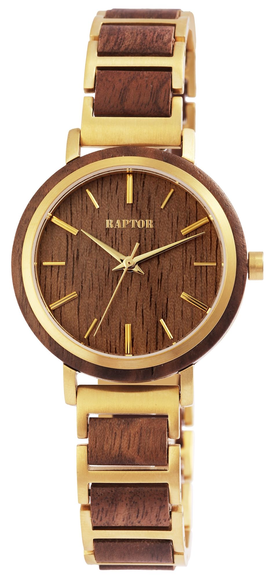 Raptor dameshorloge "Beauty" in walnoothout en roestvrij staal