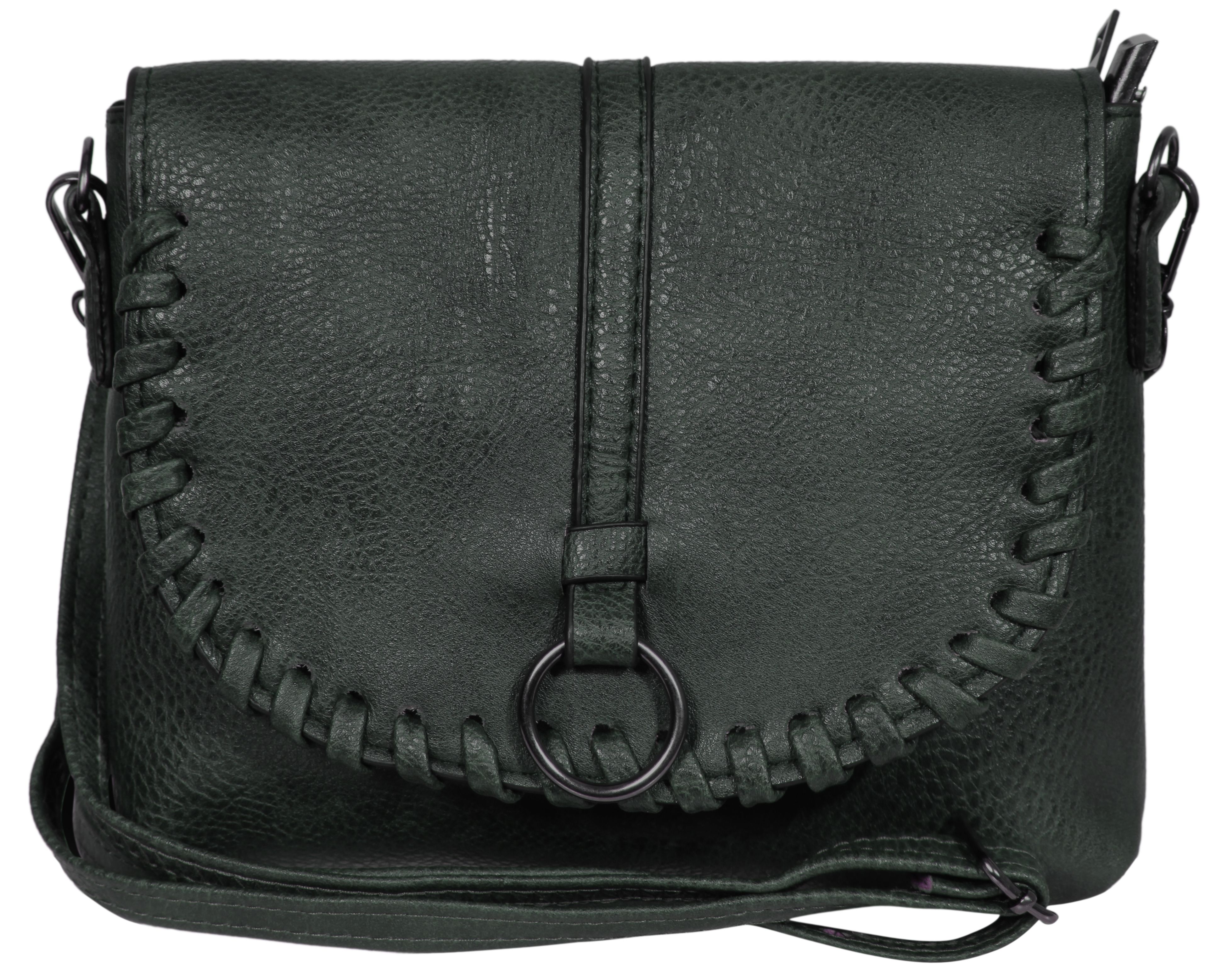 Damen Handtasche aus Lederimitation, dunkelgrün