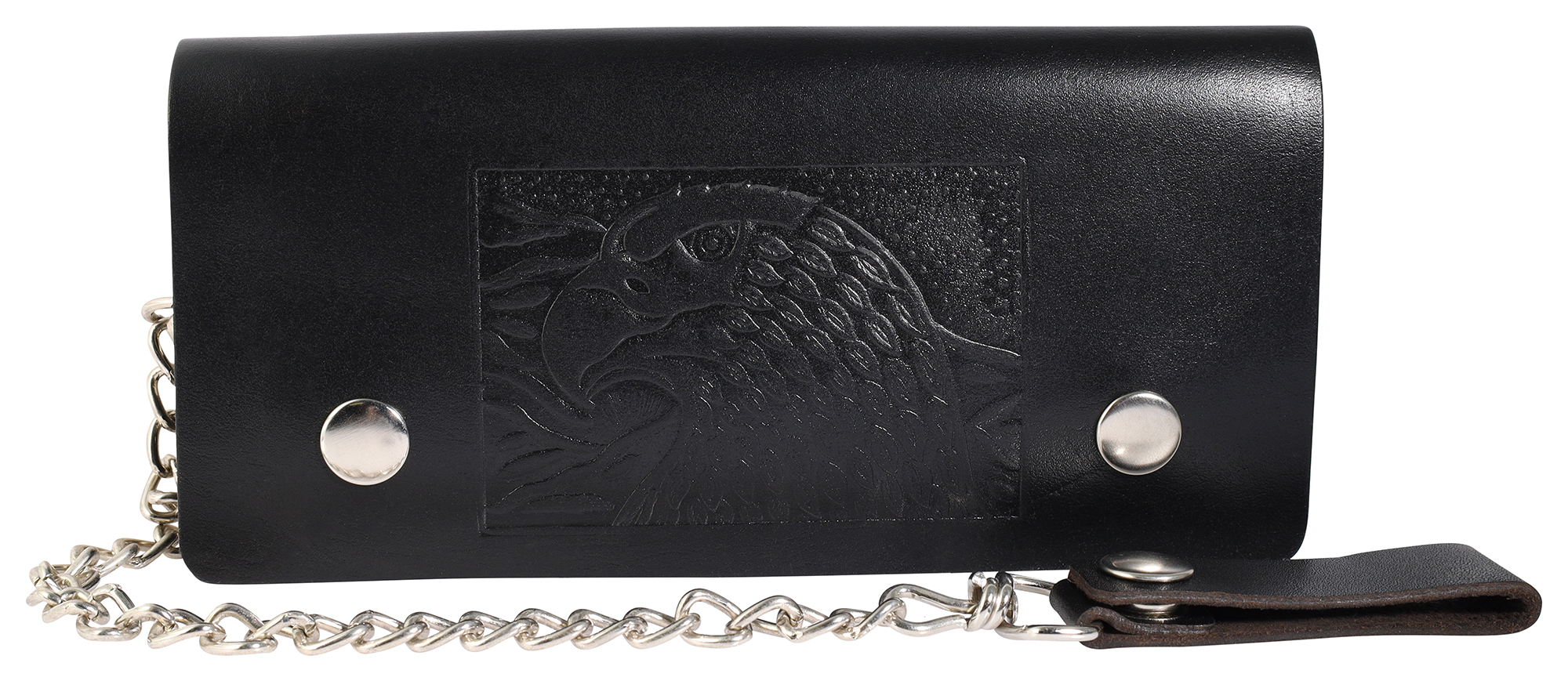 Leonardo Verrelli "Samson" echt lederen biker portemonnee, zwart, adelaar