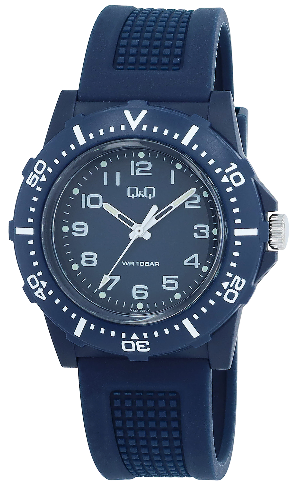 Q&Q Herrenuhr mit Silikonarmband, 10 BAR, blau