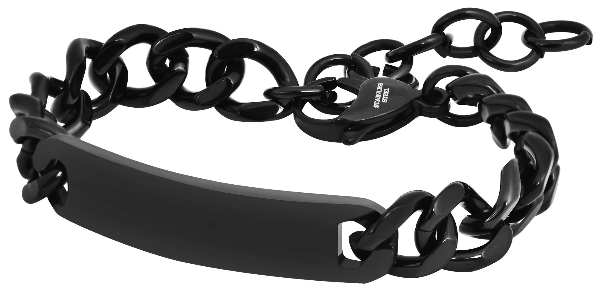 Akzent Panzerketten-Identband aus Edelstahl in schwarz