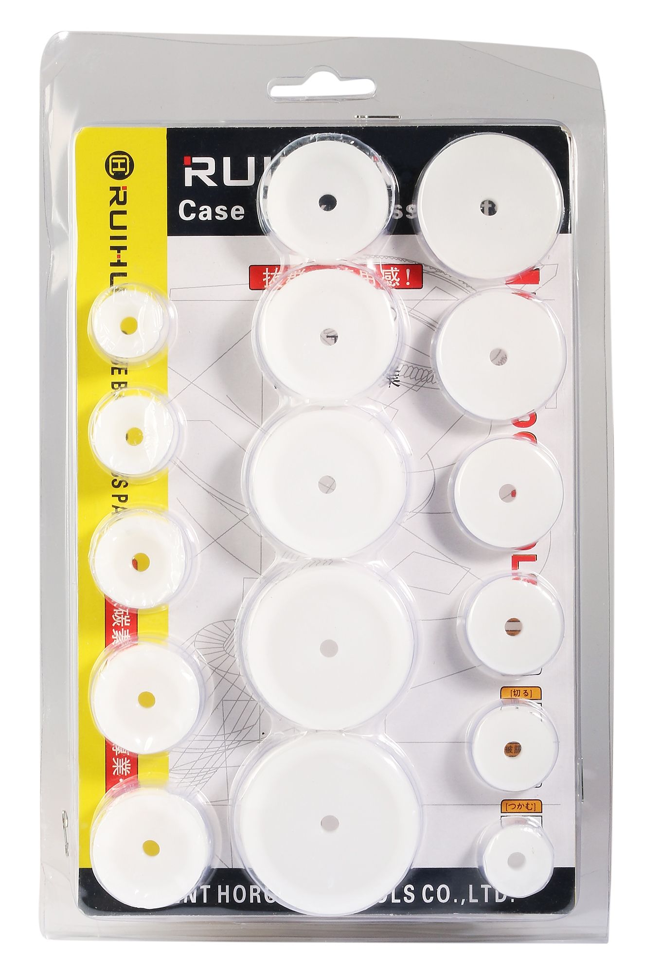 Kunststoffeinsätze für Glaseinpresser und Gehäusebodenschließer, 16 Stk., Ø 18 - 46 mm