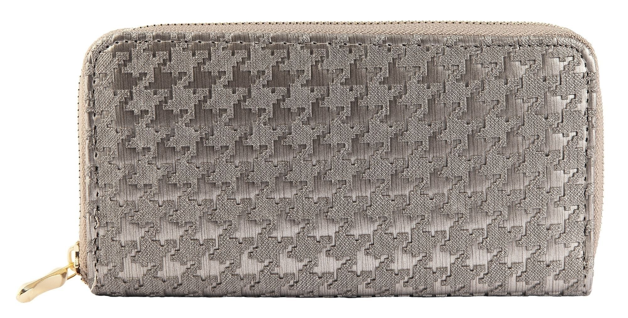 Cham Cham Damen Geldbörse aus Lederimitat grau. Format 19 x 10 cm.