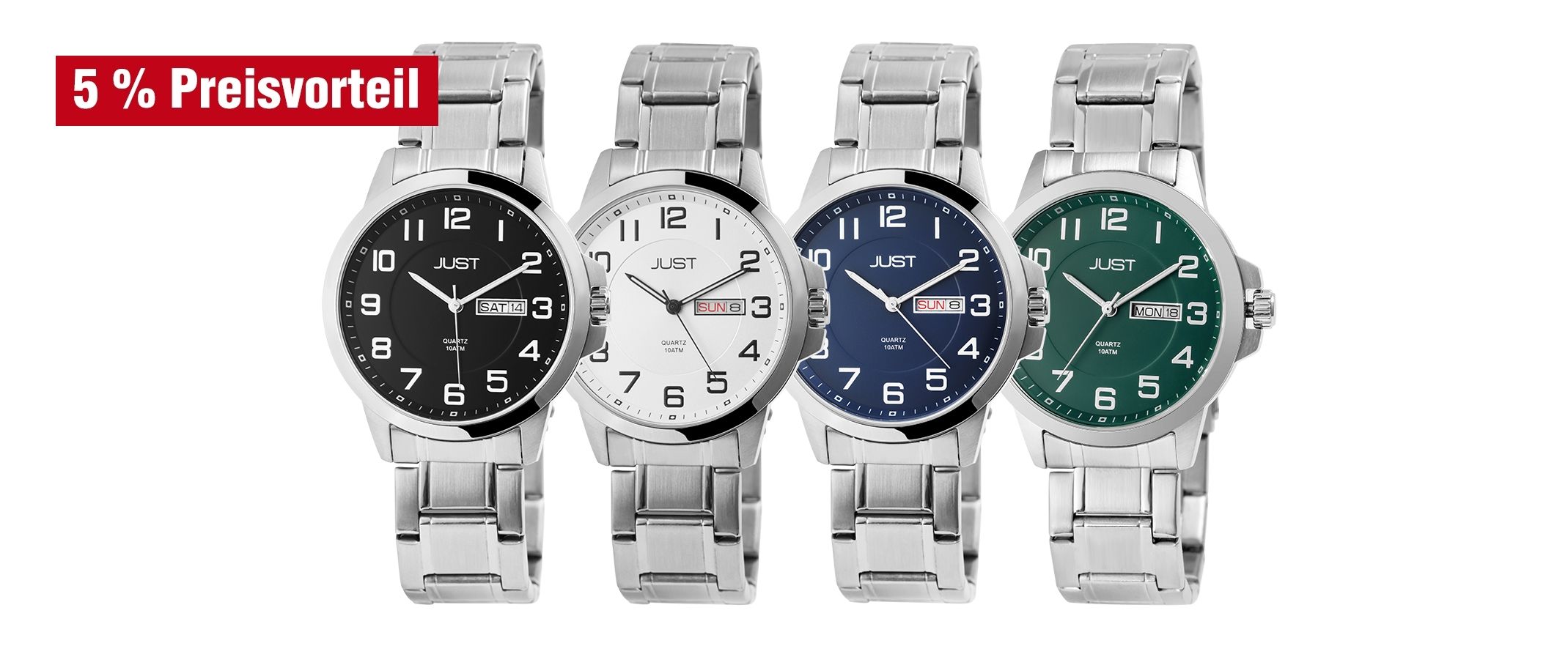 Just Herrenuhren mit  Edelstahlband im 4-Set ( JU20160)