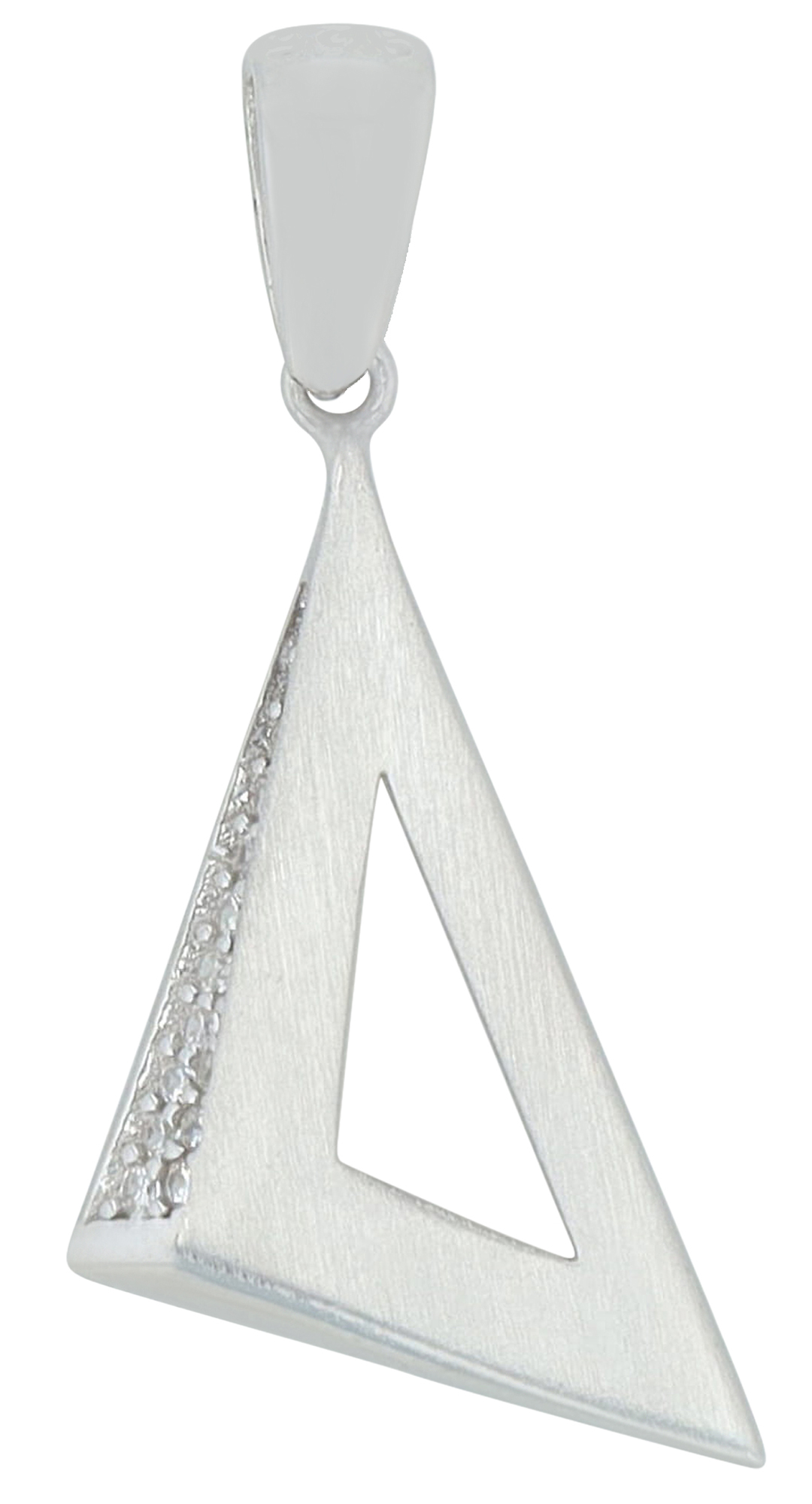 "Elise" 925/- echt zilveren hanger - driehoek, zirkoon, zilverkleurig gerhodineerd