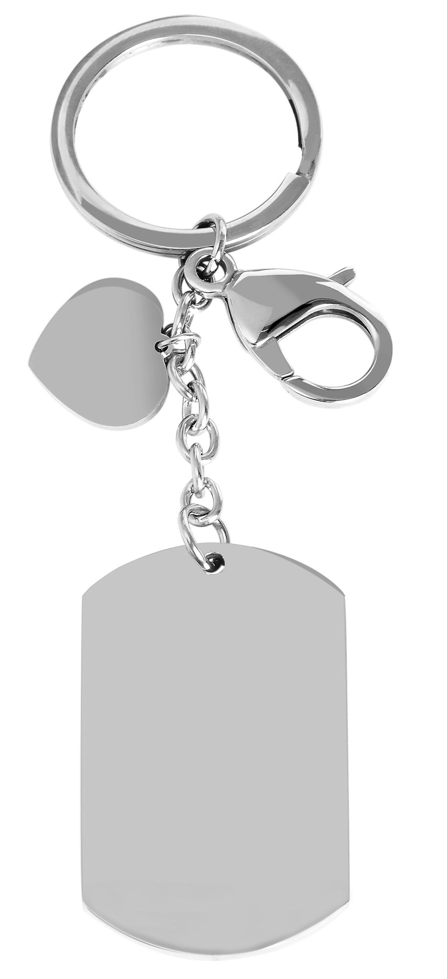 Sleutelhanger van roestvrij staal met graveerplaatje, zilverkleurig
