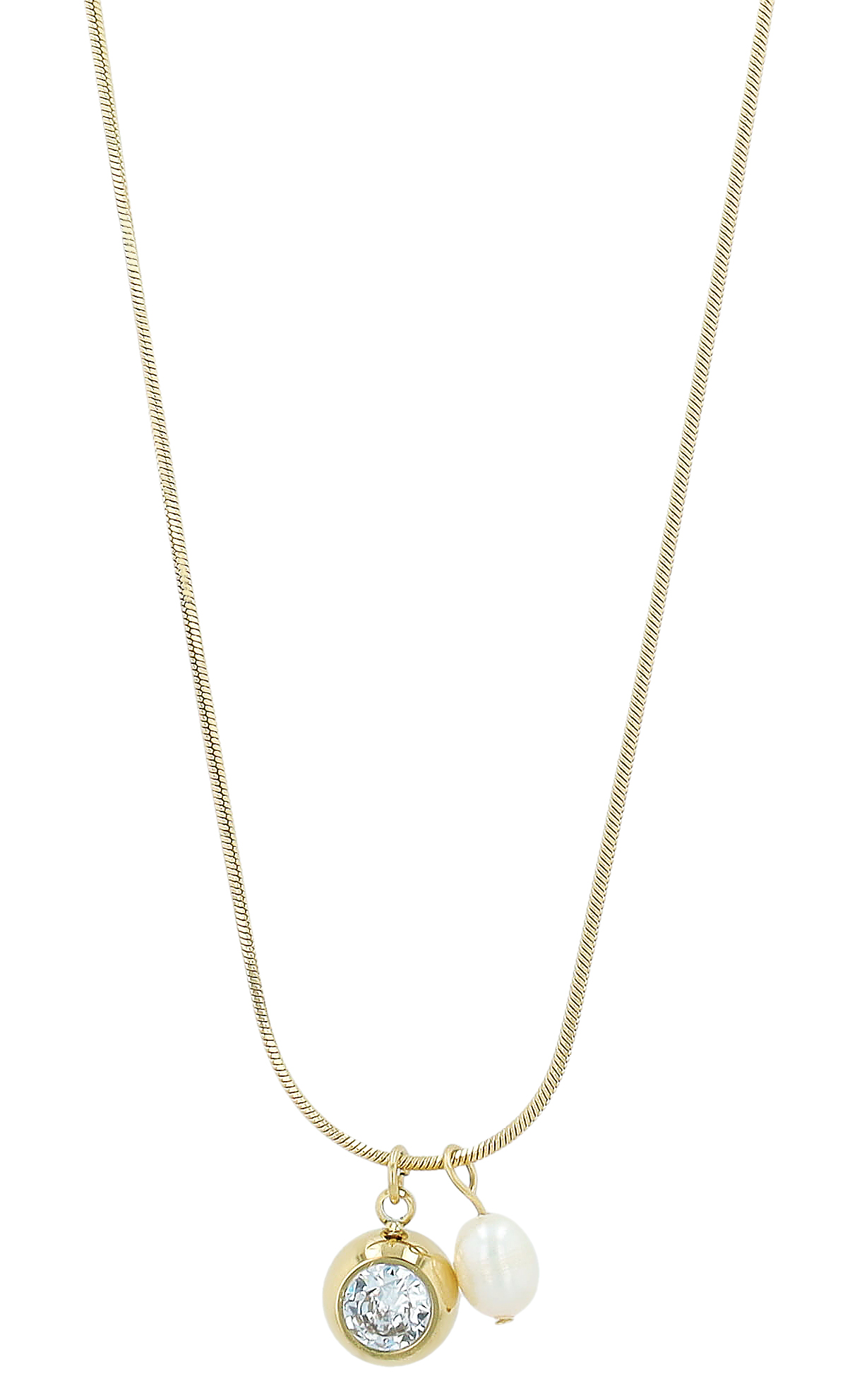 "Alyssa" roestvrijstalen halsketting met hanger en zoetwaterparel 41 + 5 cm