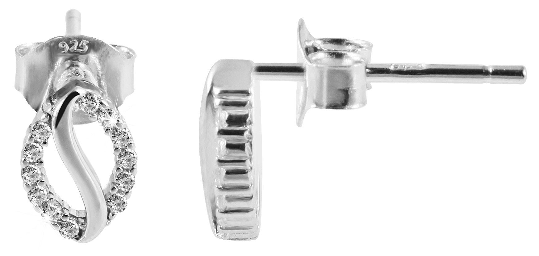 "Osia", 925/- Echtsilber Ohrstecker, Zirkoniabesatz, rhodiniert