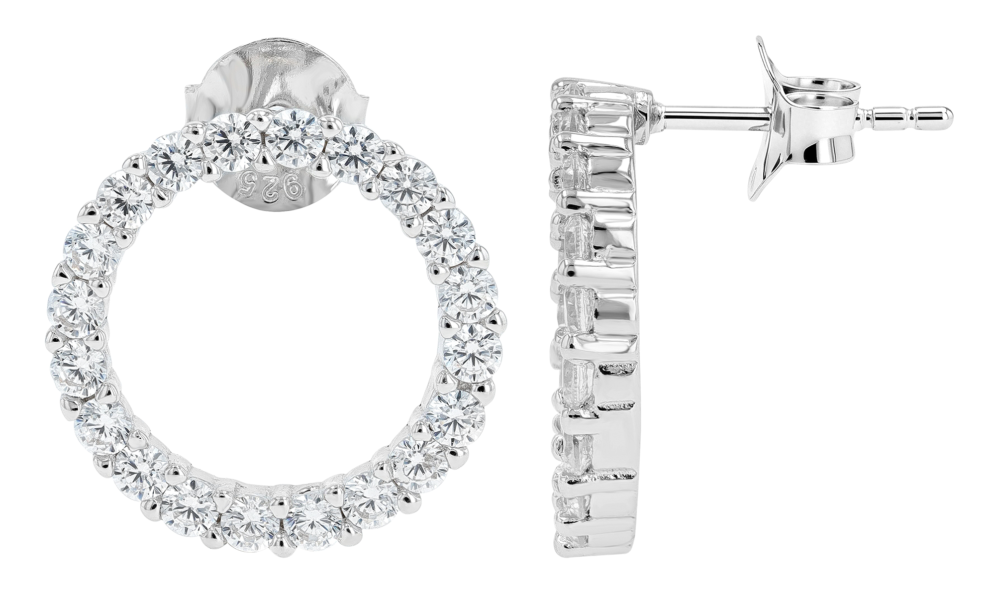 Sif Jakobs Jewellery 925/- Echt Silber Orstecker "Biella Uno" Ø 15 mm, Zirkonia, rhod.