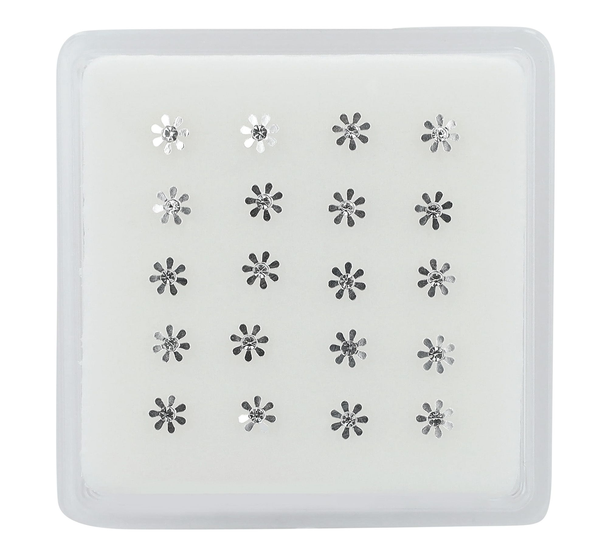 "Voline" I-vormige neusknoop/neus piercing, 925/- echt zilver, gerhodineerd, bloem, PU-20 stuks