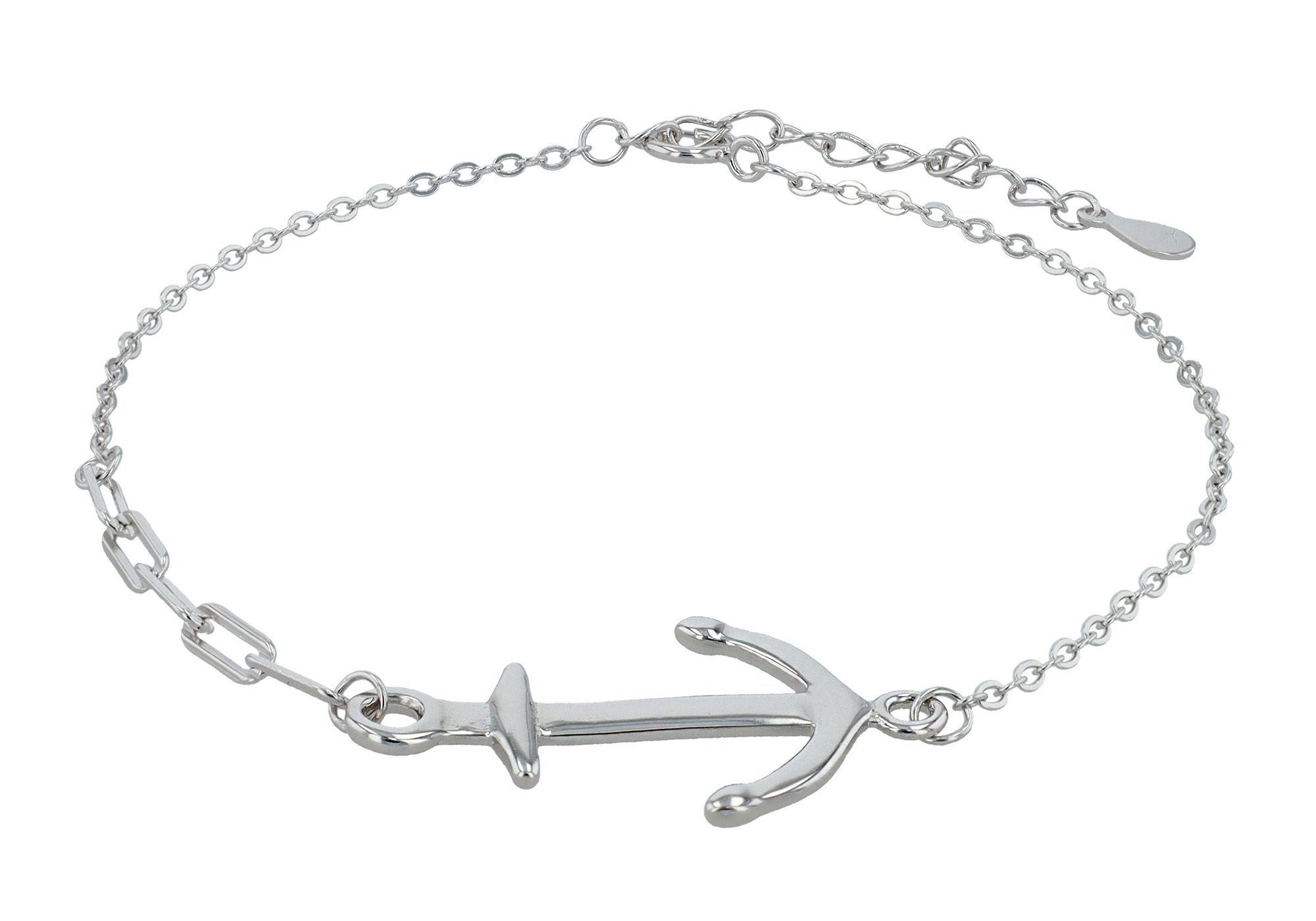 "Mireille" 925/- armband van echt zilver met anker, gerhodineerd, 17+3 cm