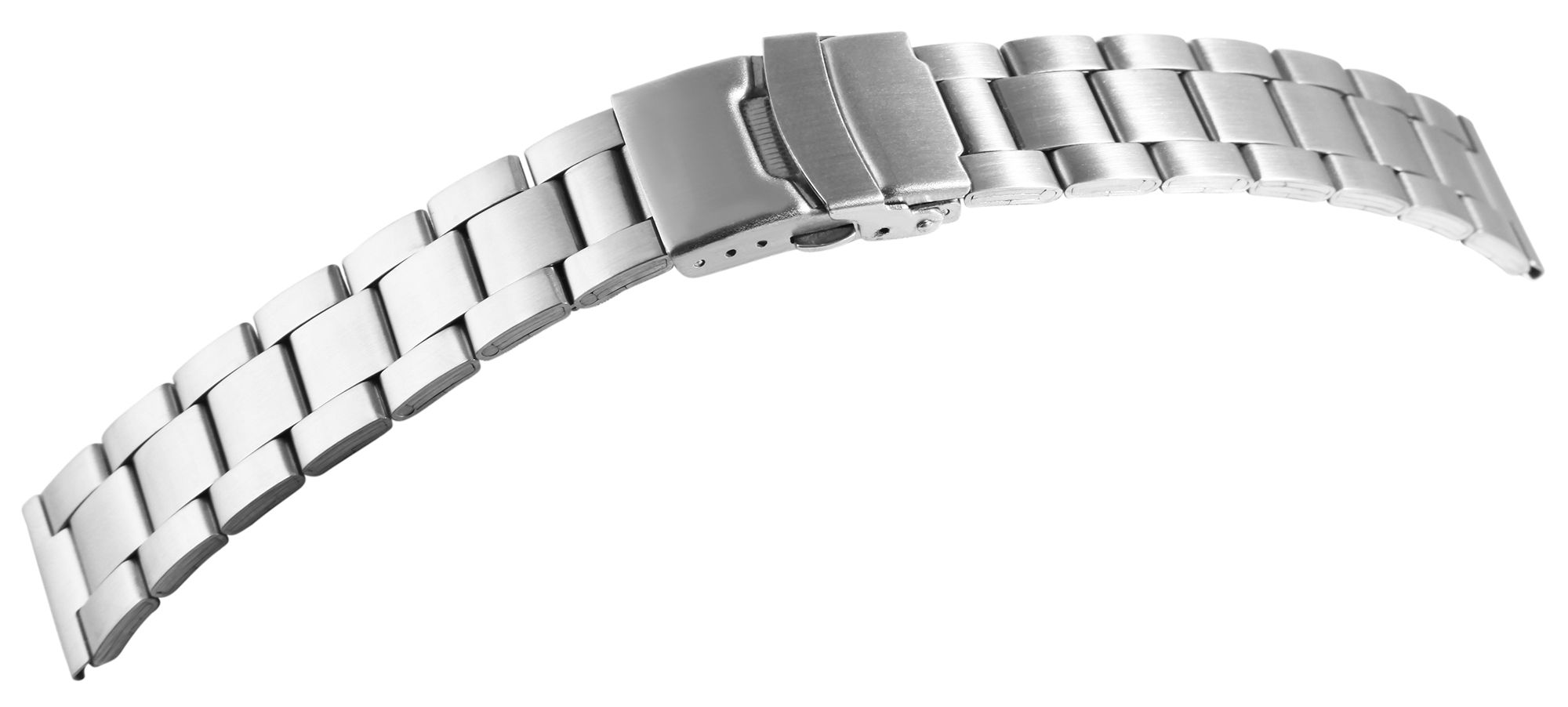 Edelstahl-Uhrenarmband, silberfarben, mattiert, 20 mm