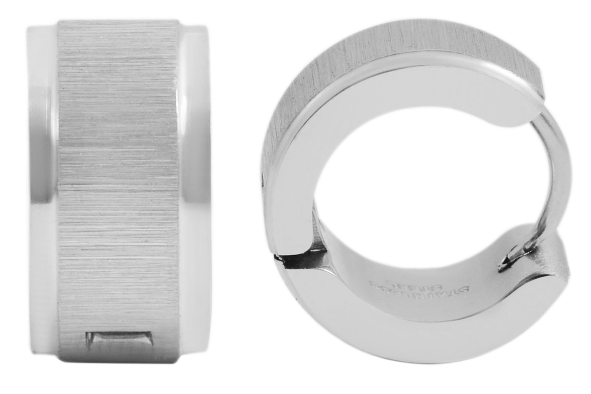 "Maiva" Edelstahl Klapp-Creolen, gebürstet, Ø 9 mm, silberfarbig