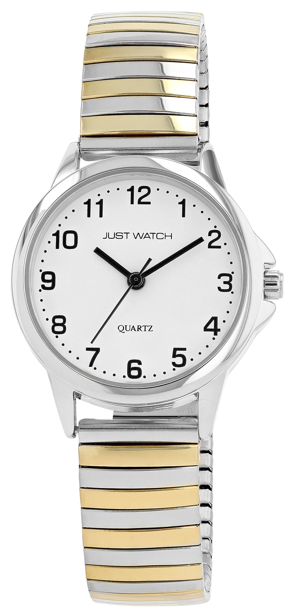 JUST WATCH "Angelique" Damenuhr Ø 29 mm Edelstahlzugband, bicolor/ weiß