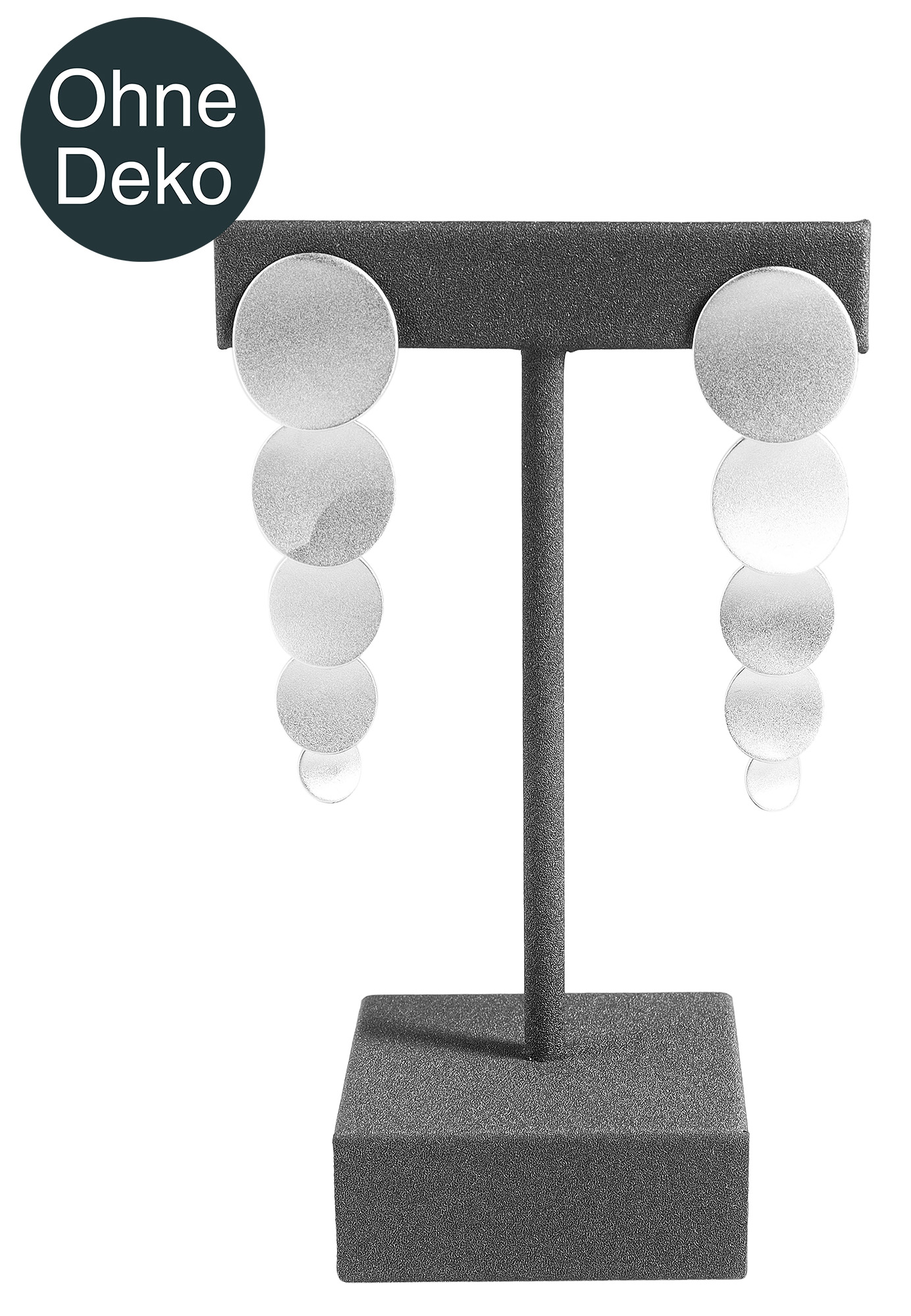 Aufsteller für Ohrringe/ Ohrhänger/ Creolen (Dekoserie Soft), PU-bezogen, 10,5 cm, grau