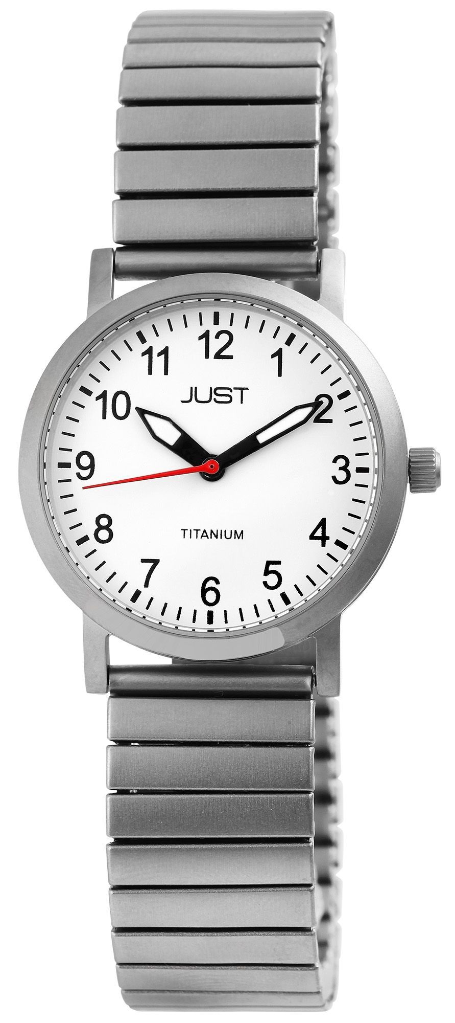 Just Titan Damenuhr mit Titanzugband, weiß