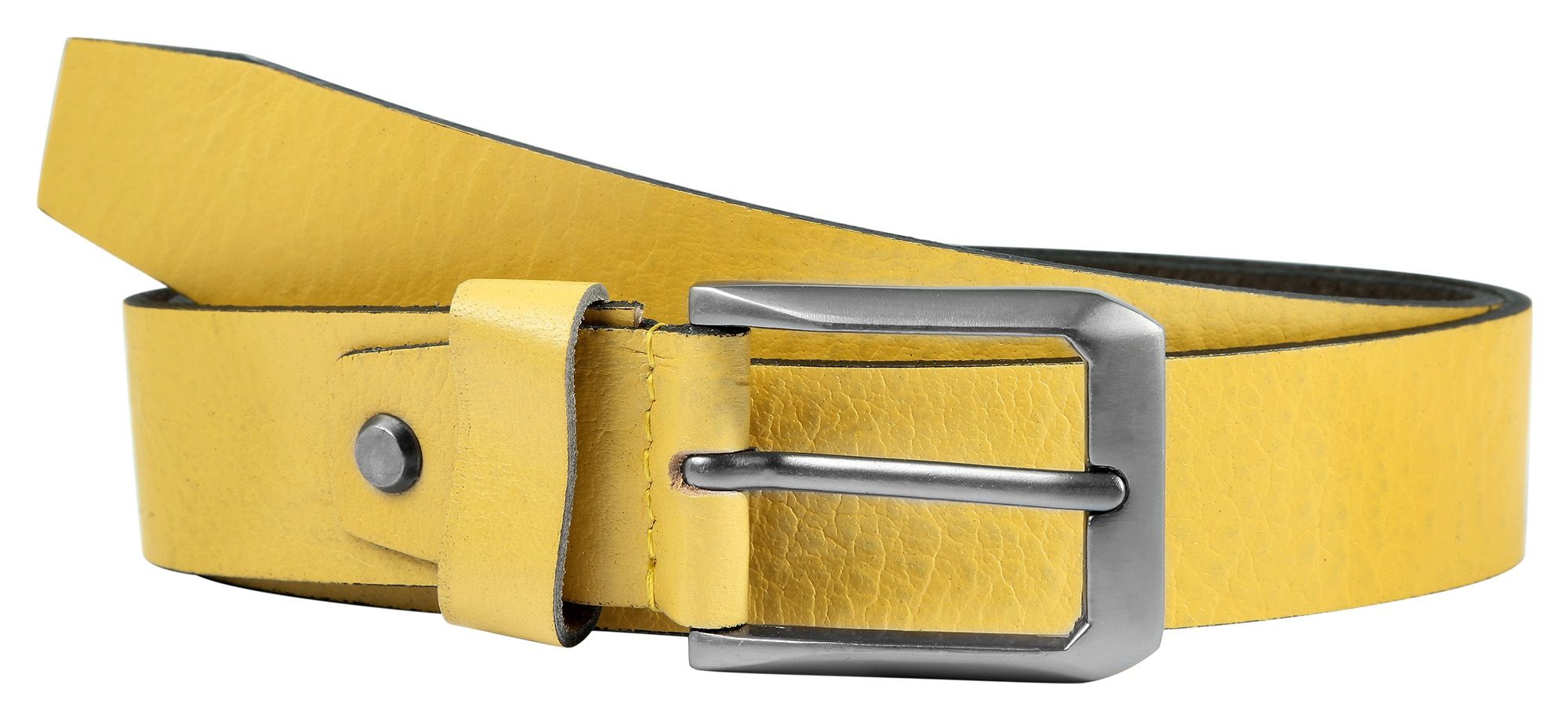 Leonardo Verrelli echt leren riem, inkortbaar, geel, 105 cm