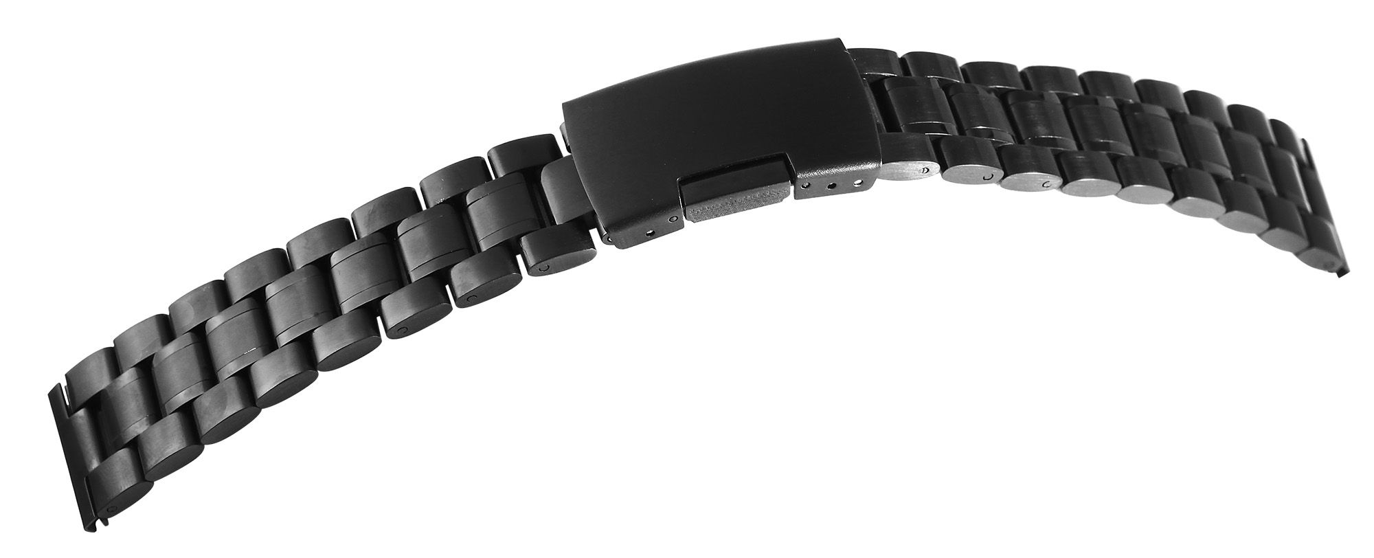 Edelstahl Gliederarmband, Faltschließe, schwarz, 22 mm