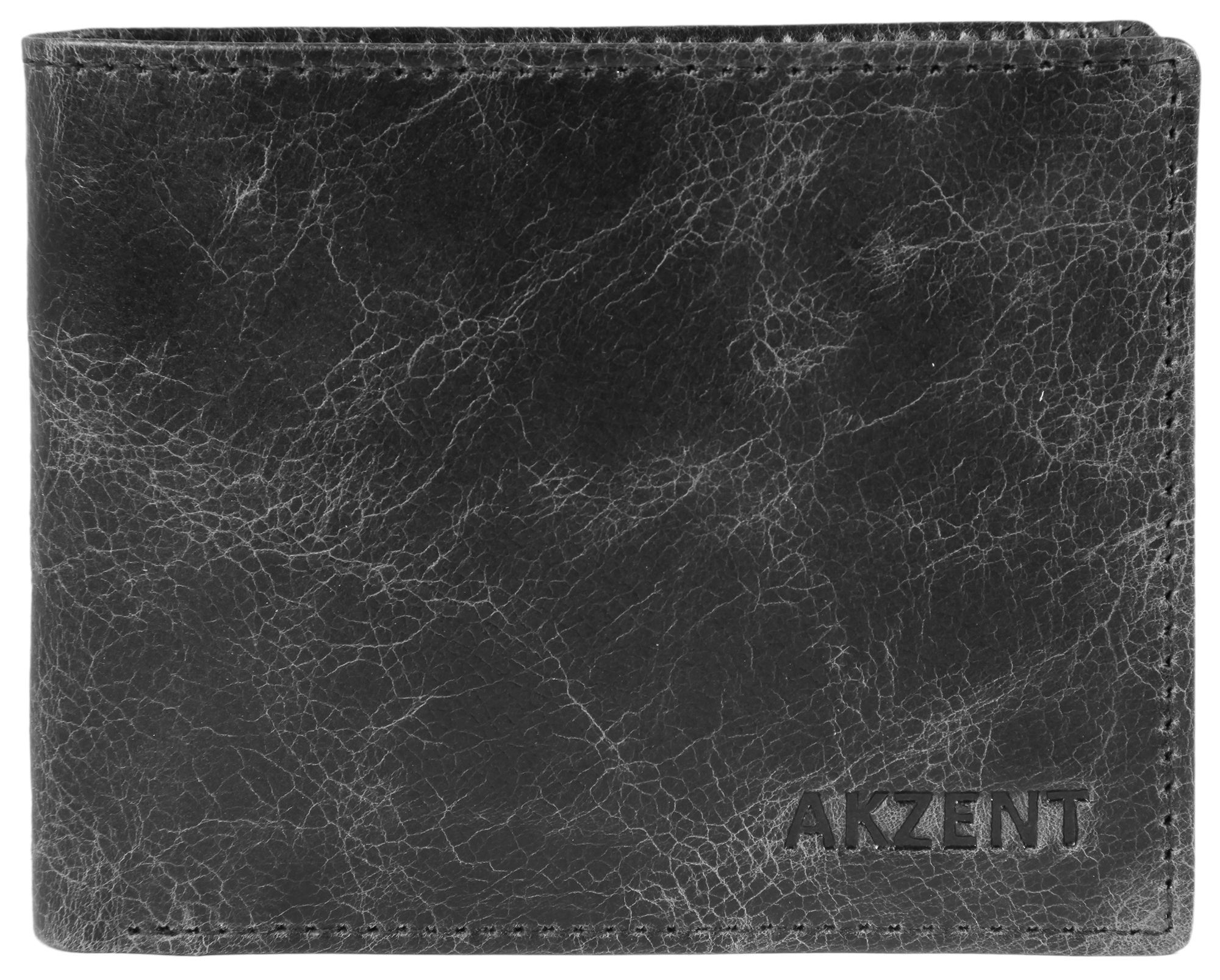 Akzent herenportemonnee van echt leer, RFID, zwart