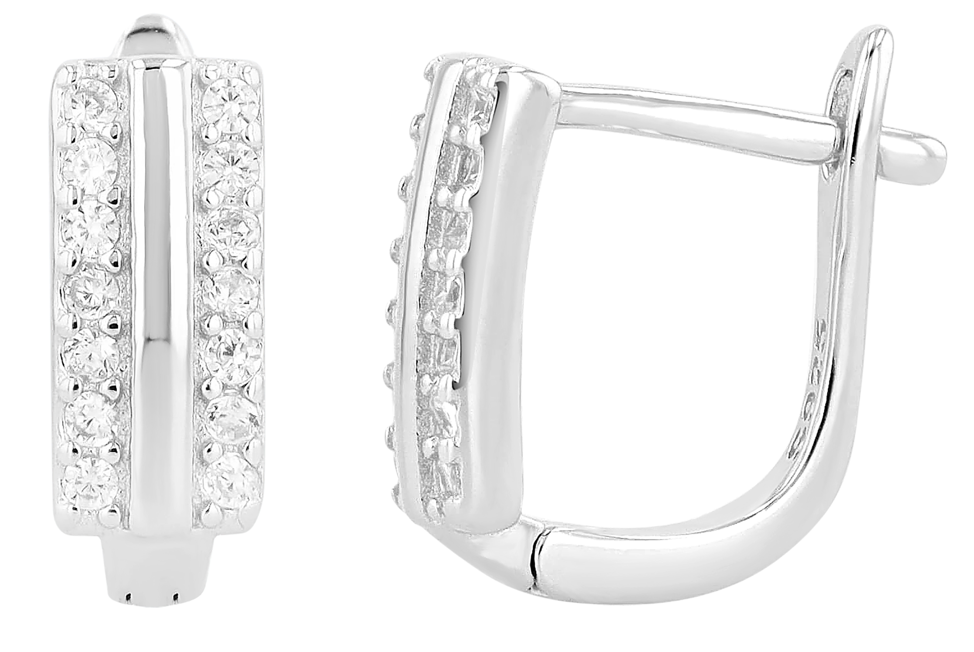 "Zia" 925/- echt zilveren hoepeloorbellen met zirkonia, zilverkleurig gerhodineerd