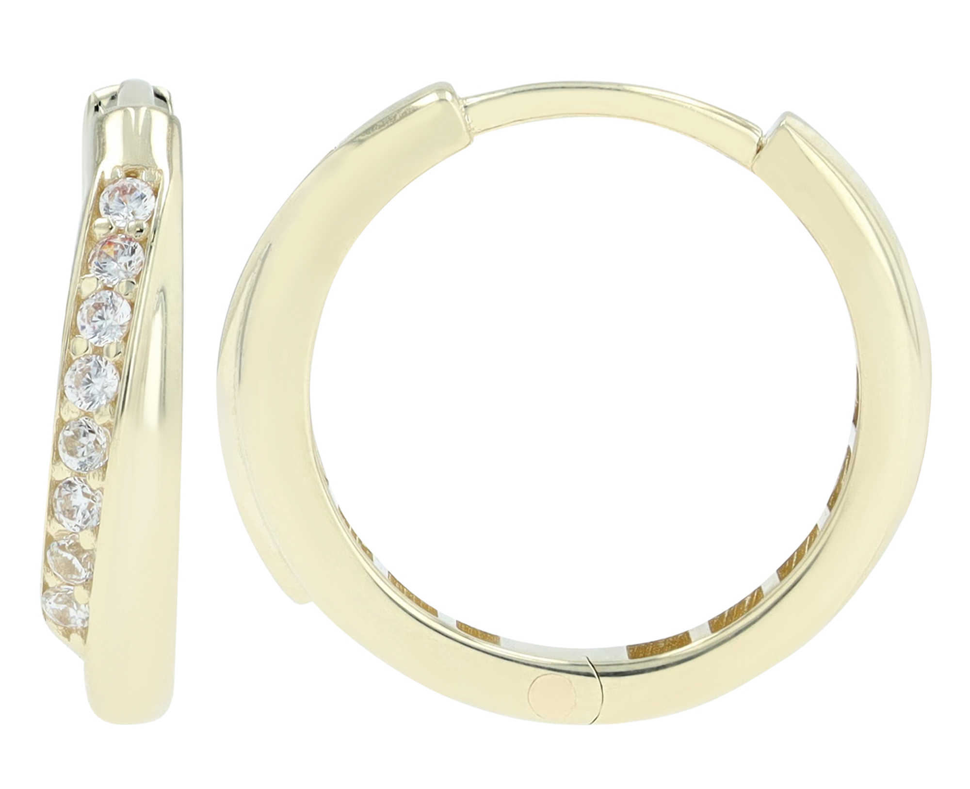 333/- Echt Gold Creolen "Gamila" Ø 12 mm mit Zirkonia, 8 Karat, Gelbgold