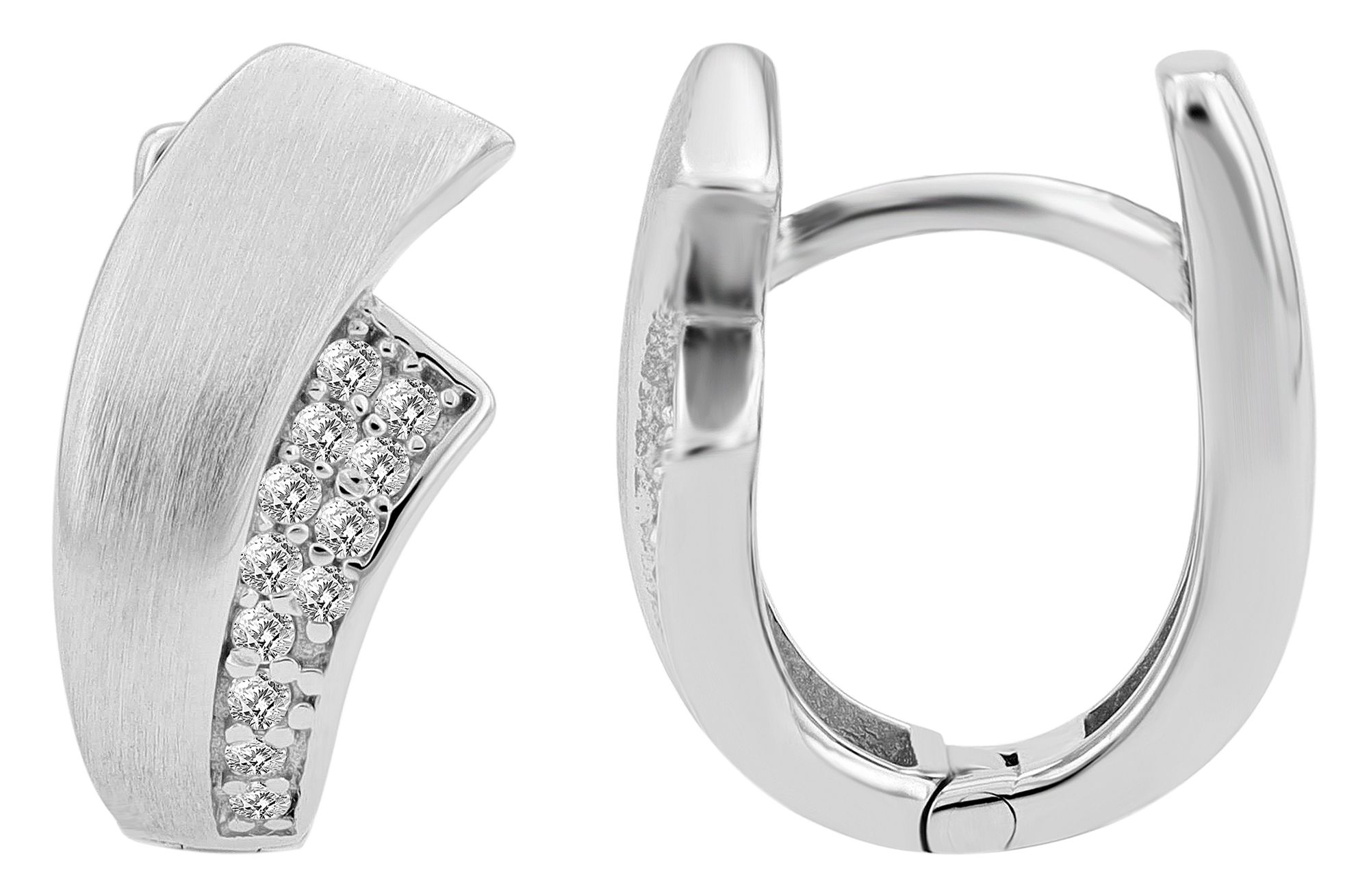 925/- Echt Silber Klapp-Creolen "Zinnias", matt/poliert, rhodiniert