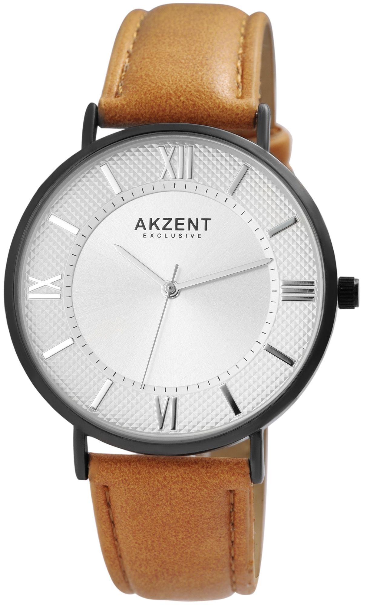 Akzent Exclusive Herrenarmbanduhr mit Lederimitationsarmband