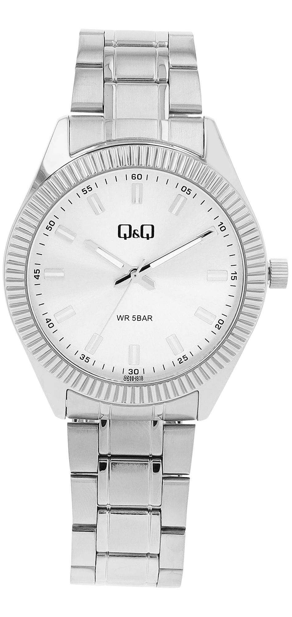 Q&amp;Q herenhorloge met roestvrijstalen armband, 5 bar, zilverkleurig