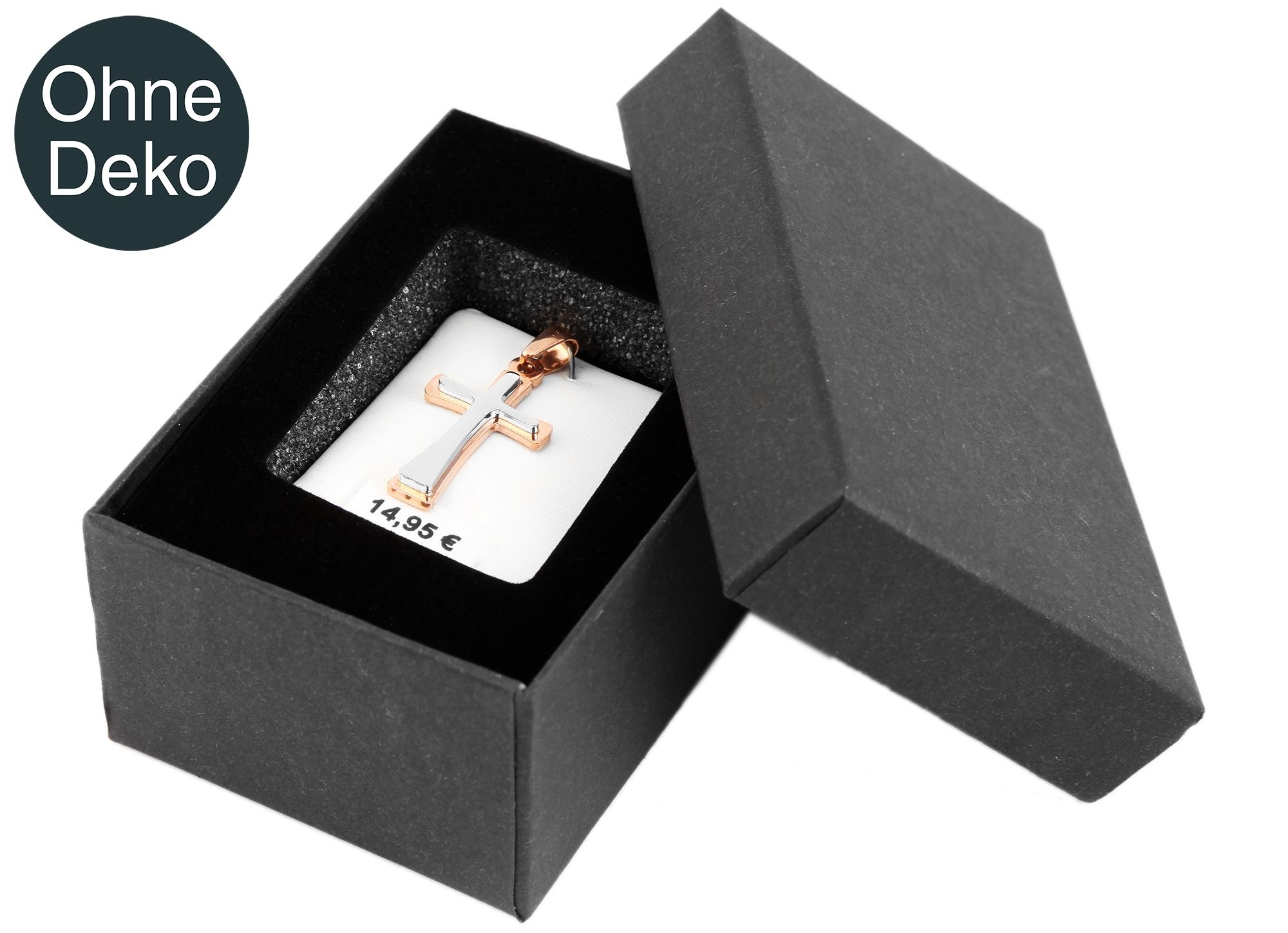 Juwelendoosje, PU 12, 8,5 x 6 x 4 cm, zwart, voor juwelenkaartje 4,6 x 3,5 cm