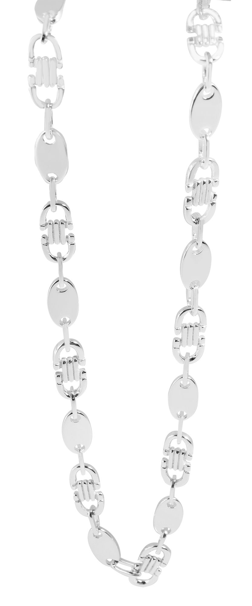 "Lore" 925/- Echt Silber Plattenkette, weiß, 60 cm / 8 mm