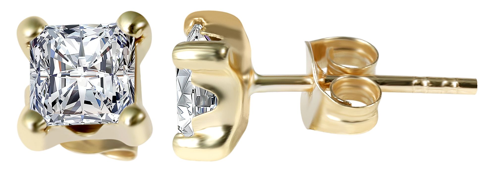 333/- Gold Ohrstecker, Zirkoniastein 4 x 4 mm, Gelbgold, 8 Karat