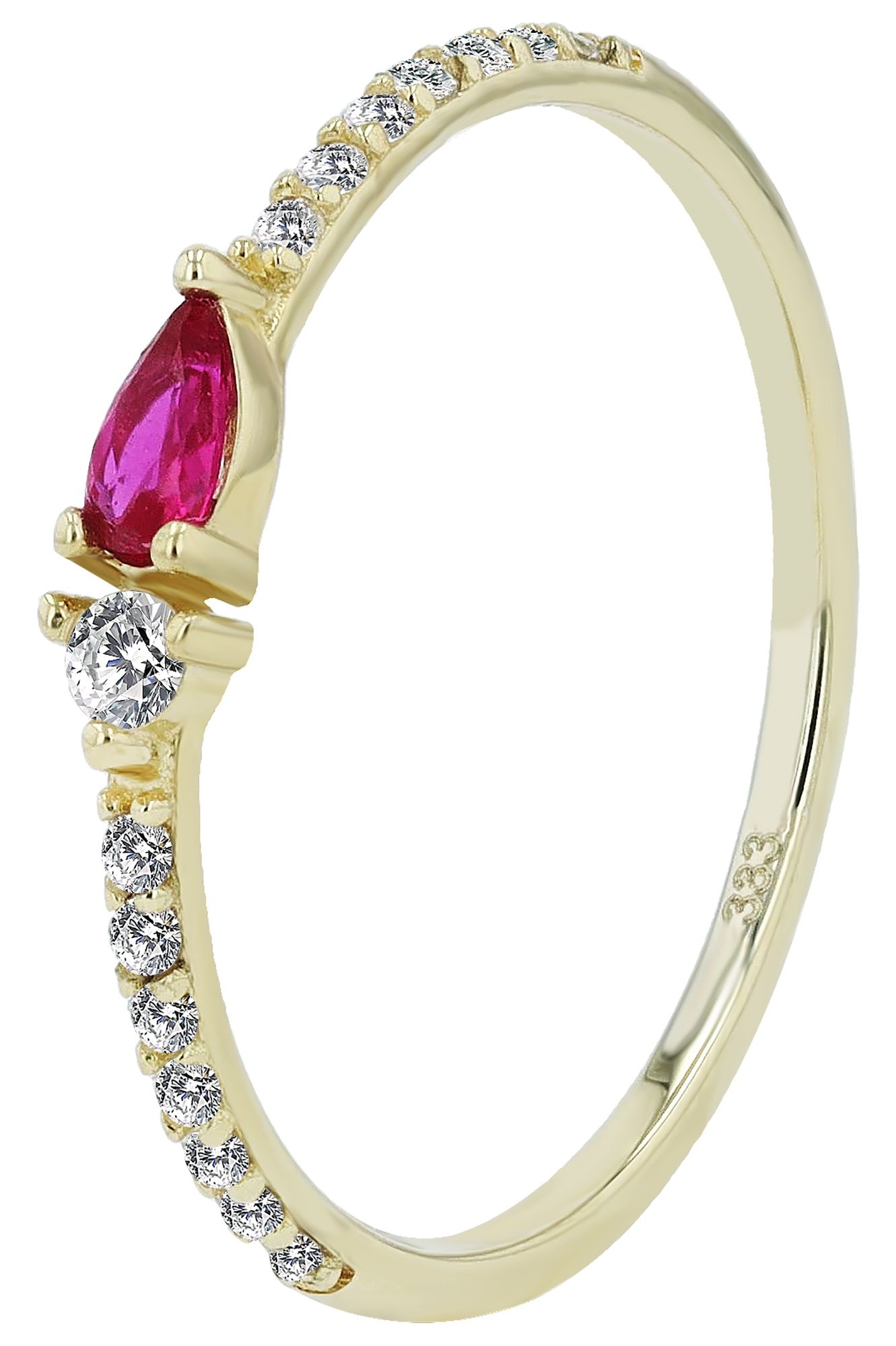 333/- gouden ring "Eleanor" met zirkonia, 8 karaat, geelgoud, maat 56