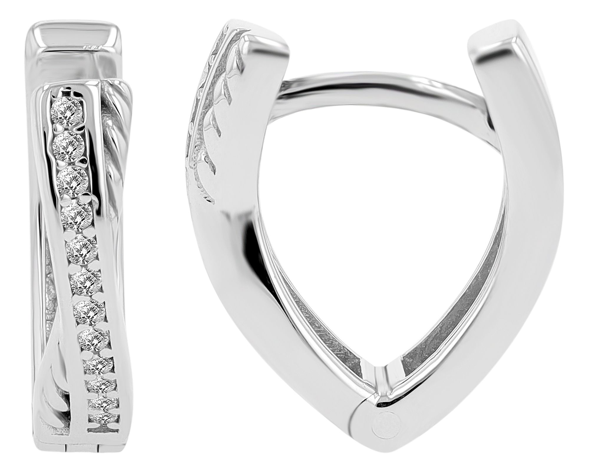 925/- Echt zilveren oorbellen "Asalea", druppel, zirkonia, gerhodineerd